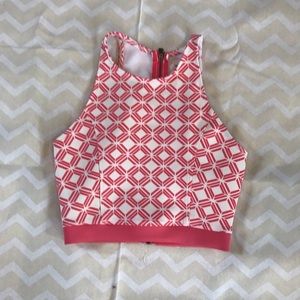 A pink and white crop top